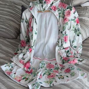 MonnaLisa White Floral Jacket with Pink and Green Accents
